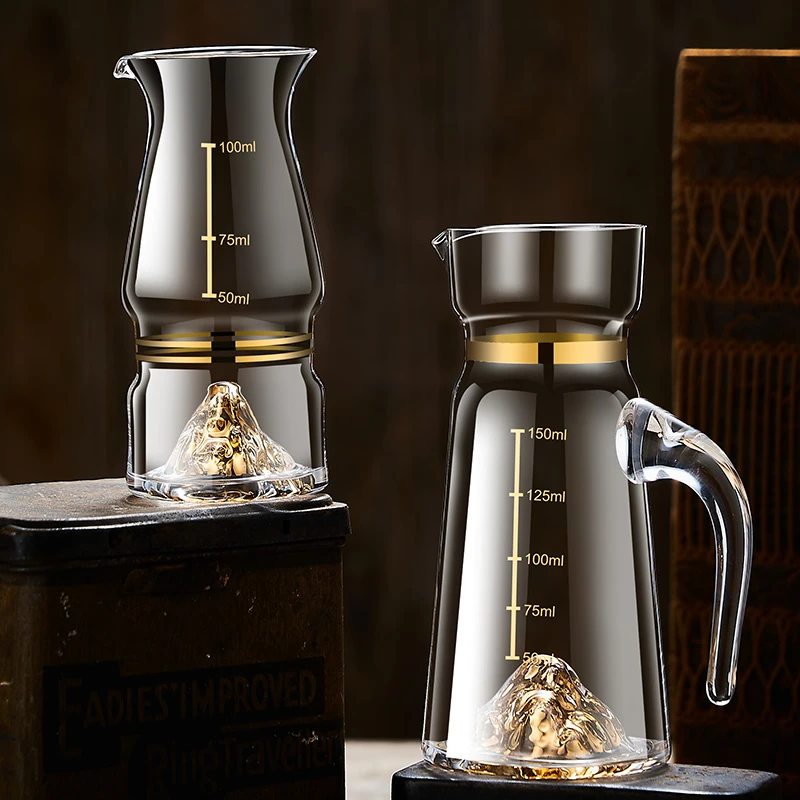 创意中式金刻度家用白酒杯分酒器套装小号分酒壶金山烈酒杯酒盏