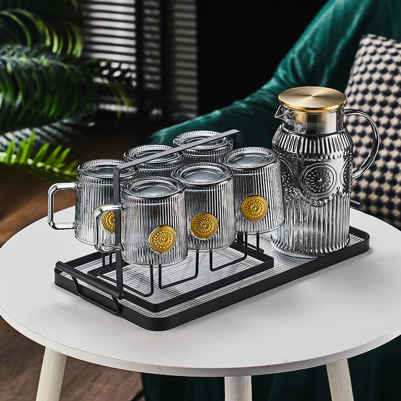 轻奢高颜值玻璃杯家用客厅待客茶杯牛奶杯耐高温喝水杯凉水壶杯具