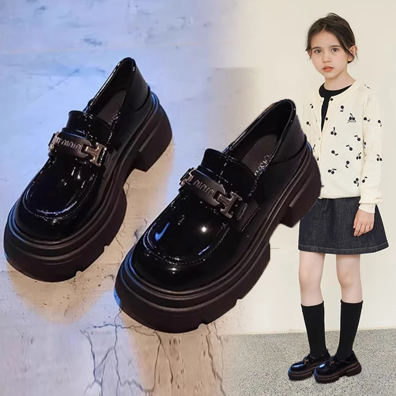 女童皮鞋春夏2024新款儿童公主鞋子女孩乐福鞋黑色软底单鞋中大童