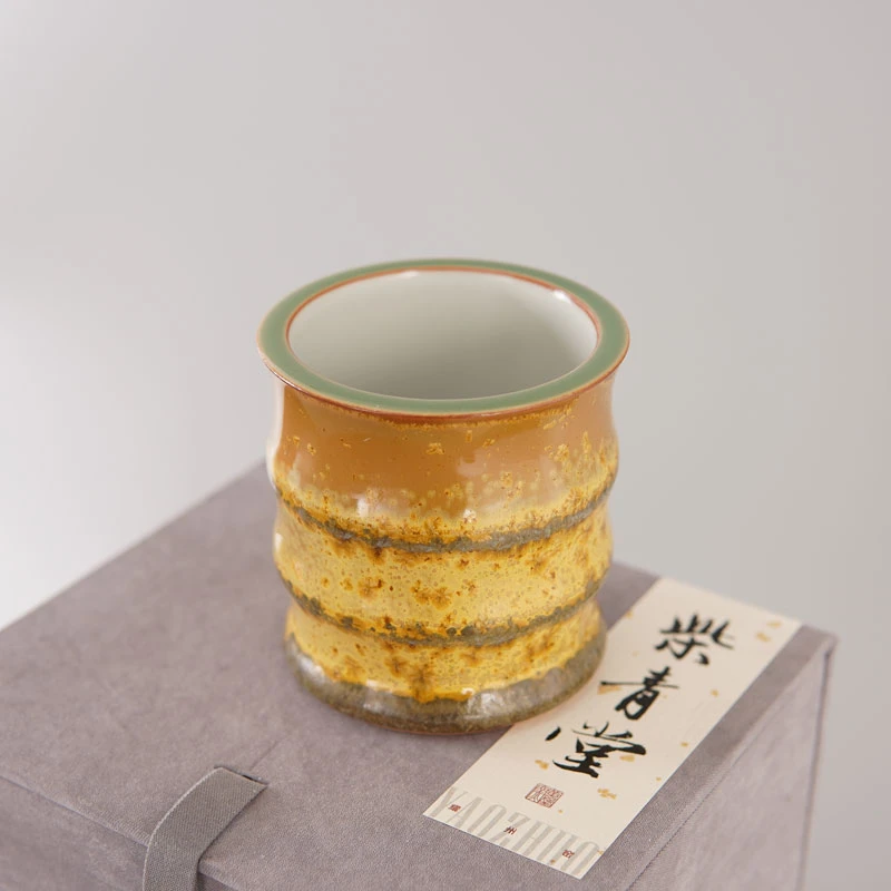 钧窑李峰手作中式复古茶叶末釉窑变青瓷纯天然矿石釉主人杯茶杯