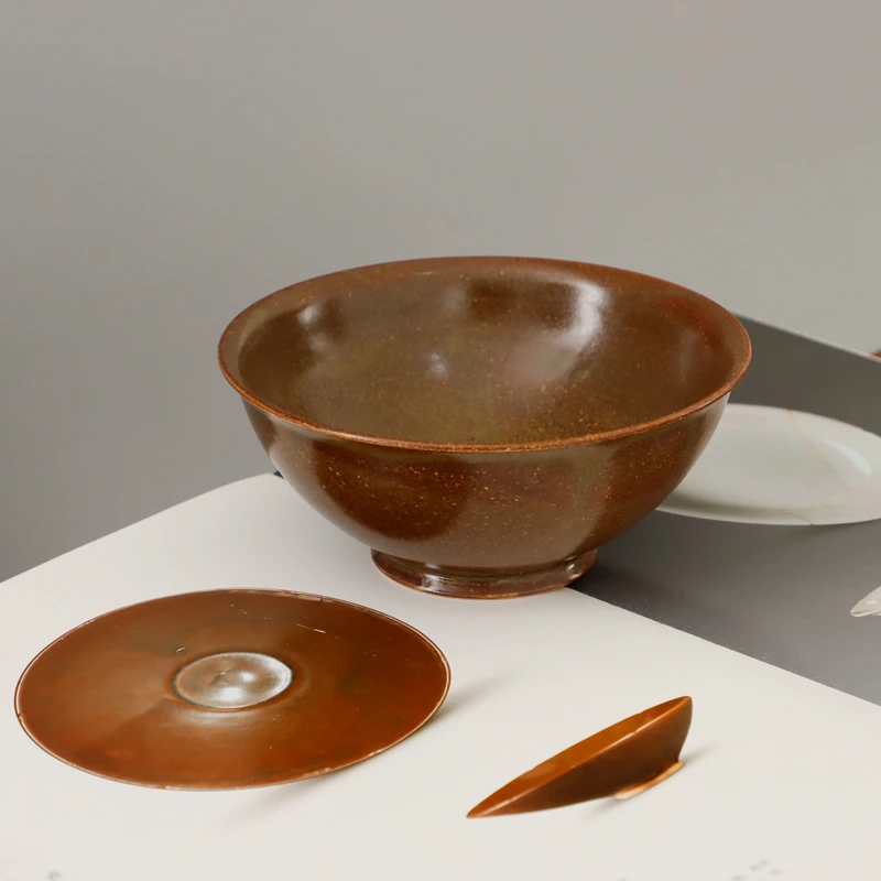 耀州窑许磊手作新美学仿唐代金器薄胎粗陶青釉青瓷家用茶点中号碗