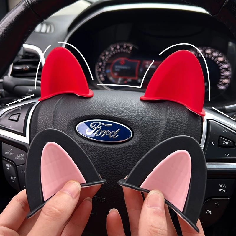 汽车方向盘可爱装饰中控台猫耳朵女电动车头盔猫耳娘卖萌配饰摆件