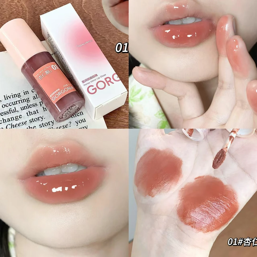 蜜润镜面唇釉杏仁裸色镜面玻璃水光唇釉国货平价学生党唇彩口红