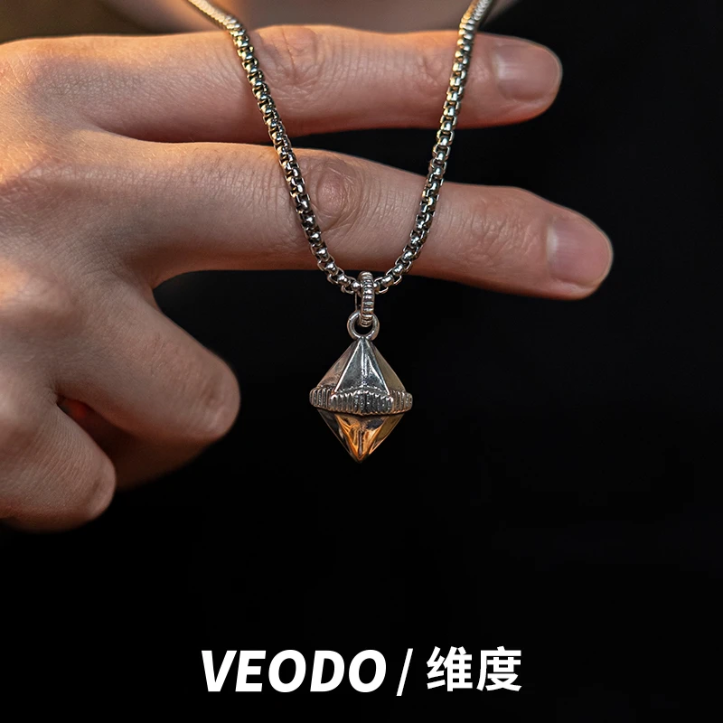 VEODO 吊坠925银 【幸运五角】项链时尚男士百搭小众欧美复古配饰