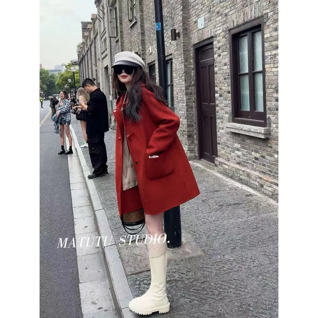 【繁花】反季可拆卸羽绒服内胆羊毛大衣女2024秋冬新款毛呢百搭外套