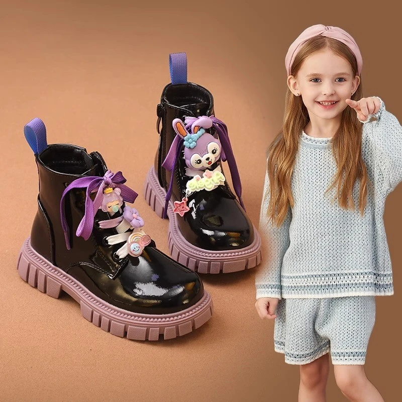 ABC女童马丁靴2025秋冬款女孩库洛米公主靴子中大童大棉加绒短靴