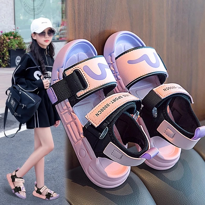 ABC女童凉鞋2025夏季男童外穿软底运动沙滩鞋中大童防滑休闲凉鞋