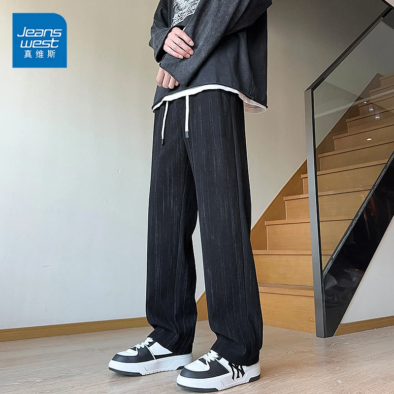 真维斯秋冬新款弯刀休闲裤青年潮牌软面松紧腰时尚长裤加绒款-WL