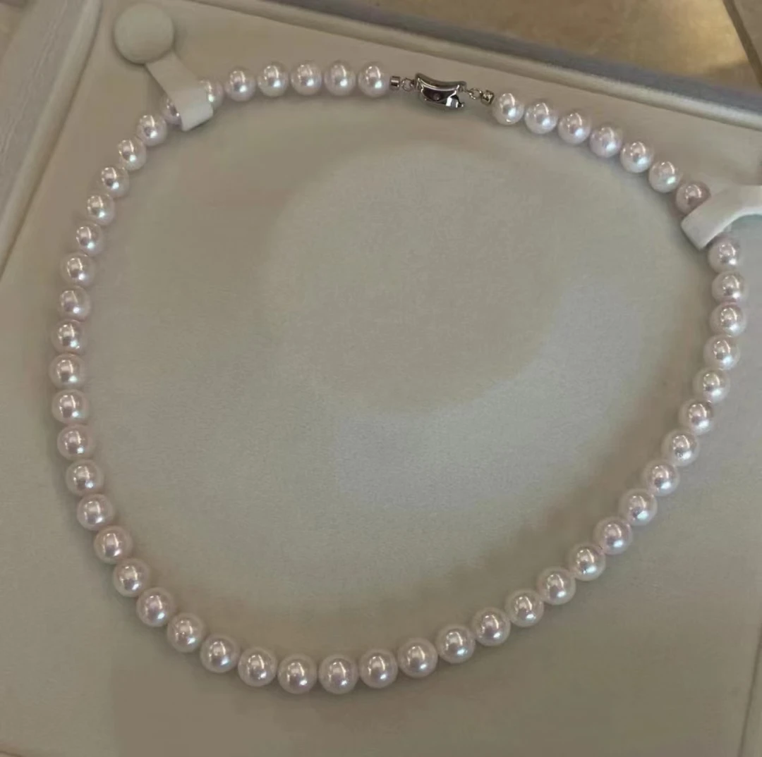 【晗哥精选】天然淡水珍珠8-9mm淡水小澳白近正圆极光无暇