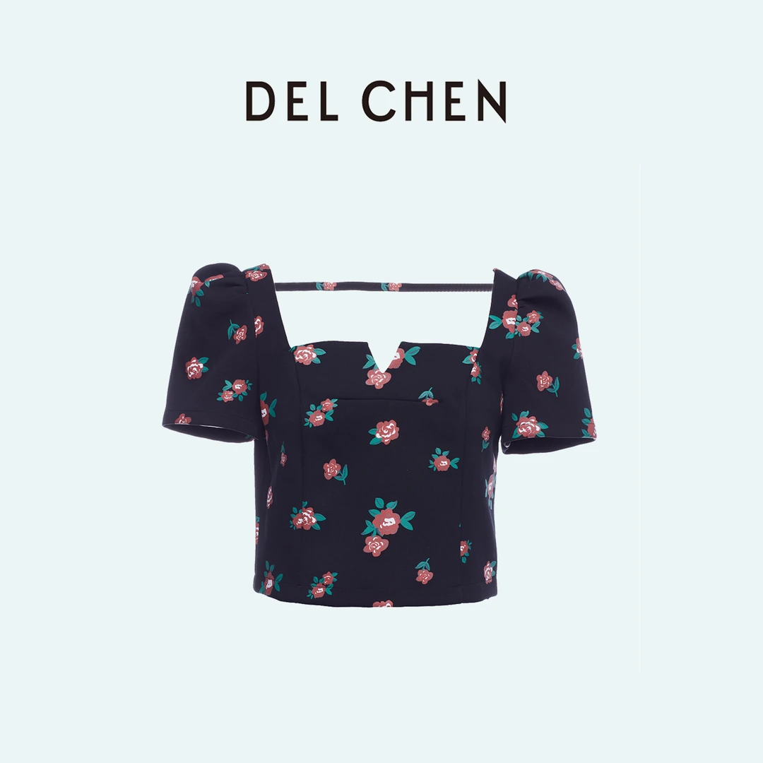 DELCHEN 2023FW 山茶花系列-方领短袖上衣DCTY7598