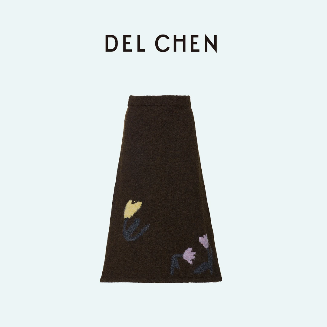 DELCHEN 2023FW 郁金香咖色半身裙 23C-054