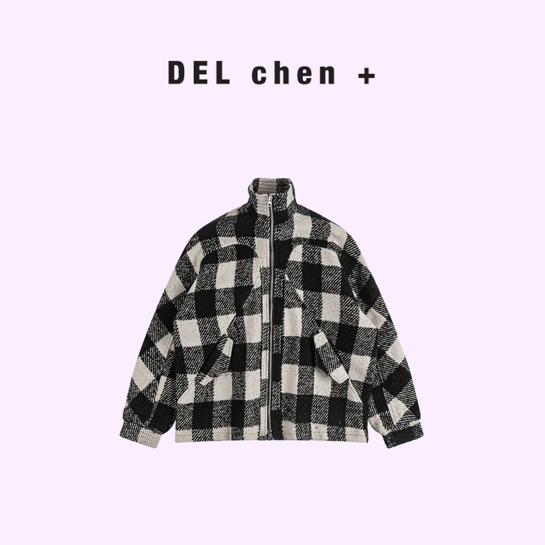 DELCHEN+ 2024FW 羊毛混纺格子拉链外套 DC+OTY71007