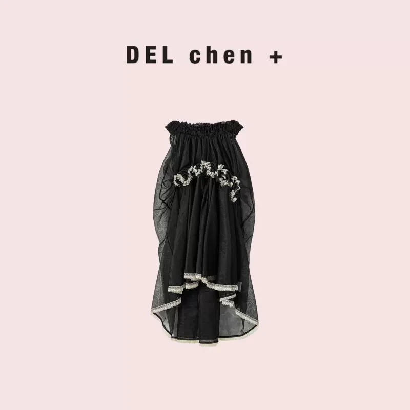 DELCHEN+  2025SS   立体花朵捏褶蕾丝不规则半裙 DC+SY71110