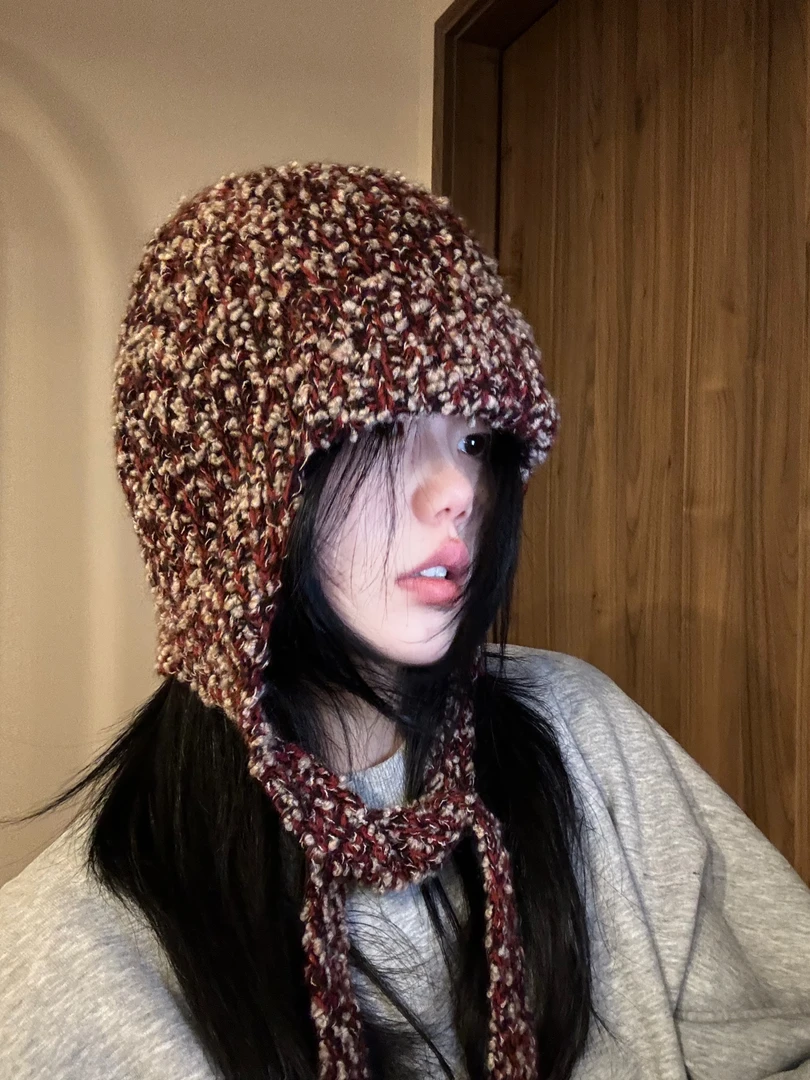 毛圈点点秋冬款可爱显脸小雷锋帽护耳保暖针织帽韩版百搭潮帽