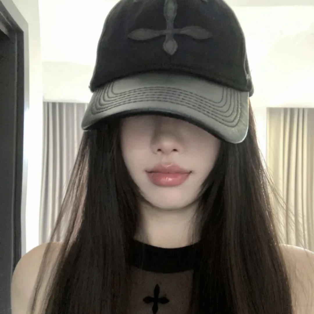 【专属】质感超超超超好！新款棒球帽十字花黑色棒球帽男可调节网红