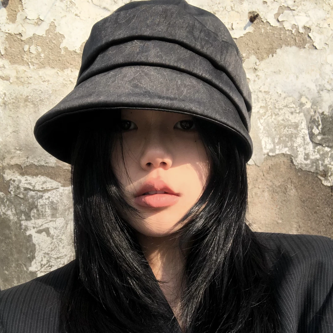 痕迹秋冬ins出街百搭韩系肌理感国风复古褶皱堆堆帽云朵帽鸭舌帽
