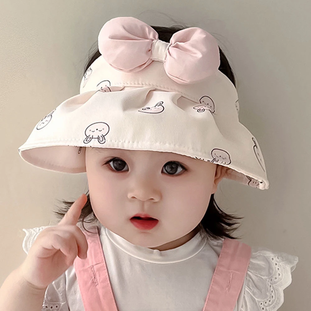 婴儿帽子夏季薄款大檐防晒遮阳帽男女童宝宝可爱超萌太阳帽空顶帽