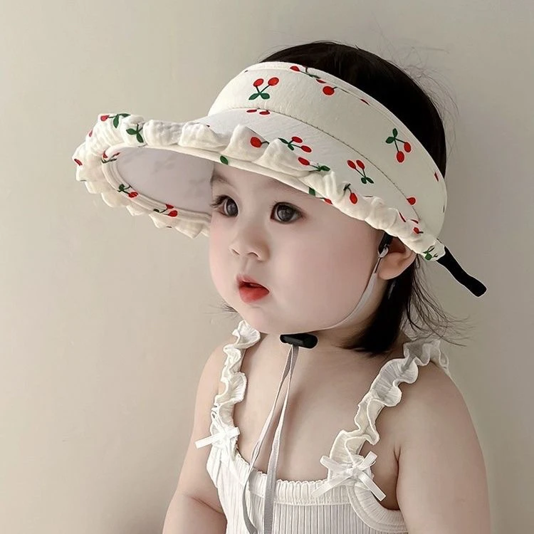 ins韩版儿童空顶帽碎花波点出游遮阳大檐帽子夏季女童出游沙滩帽