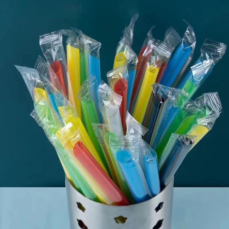 鲁塑鲁塑吸管加粗加长加硬一次性商用塑料彩色尖头网红奶茶吸管