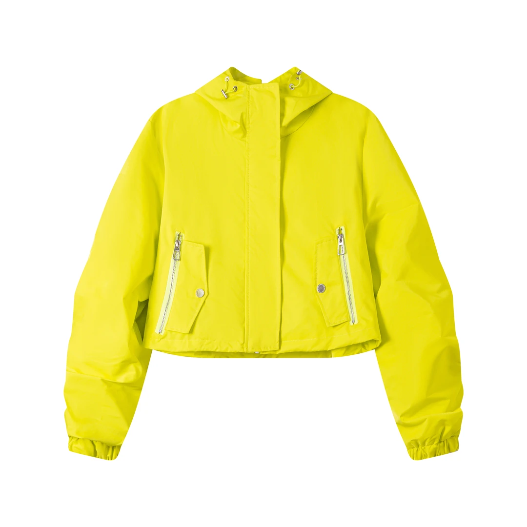 新款时尚短款冲锋衣外套秋季女款运动休闲连帽防风