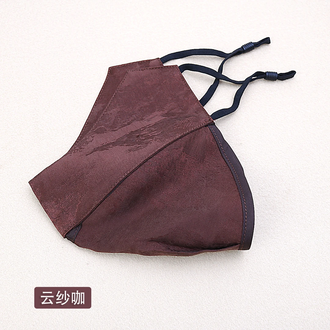 高端香云纱口罩护眼角透气面罩松紧带印花真丝口罩中式100%桑蚕丝