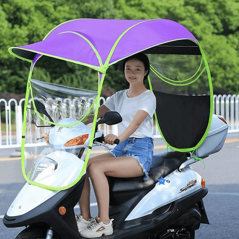 女装么托车挡雨新款动车雨棚蓬瓶车伞摩托车防雨黑胶面料