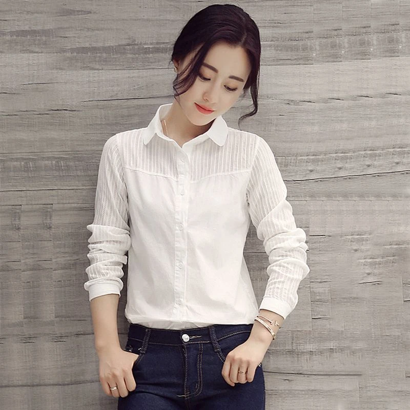 甜辣妹设计感白色衬衫女装秋季气质纯棉拼接衬衣小众时尚洋气上衣