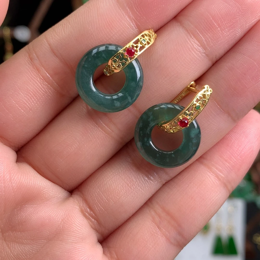 【闪购商品】翡翠耳饰银S925镶嵌
