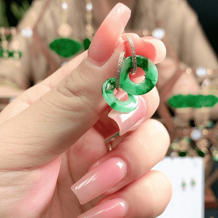 翡翠耳饰18K金镶嵌耳饰