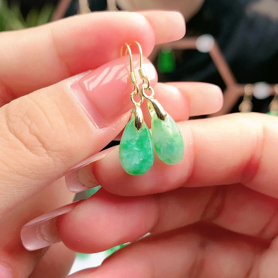 翡翠耳饰银S925镶嵌耳饰