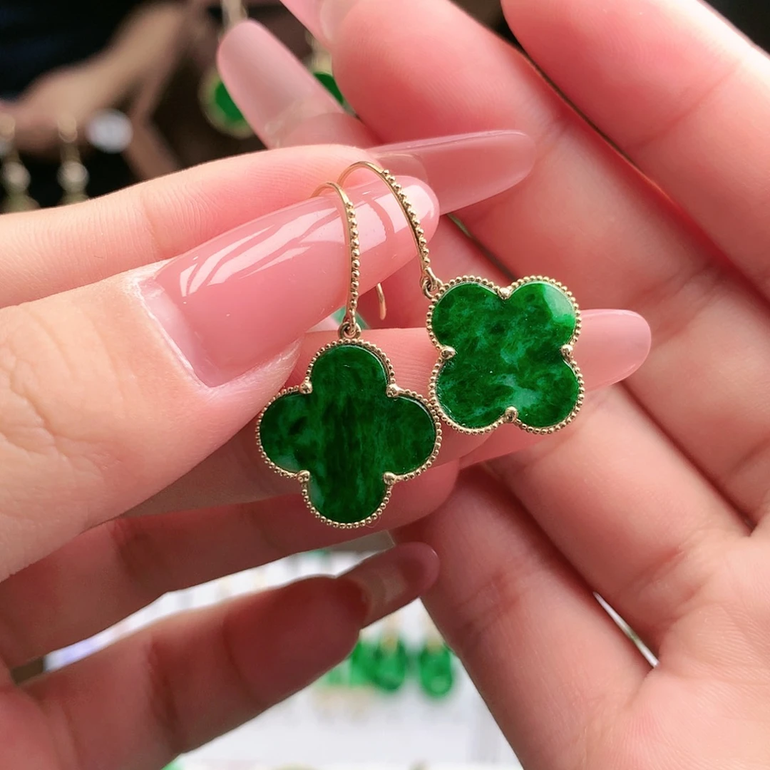 翡翠耳饰18K金镶嵌耳饰