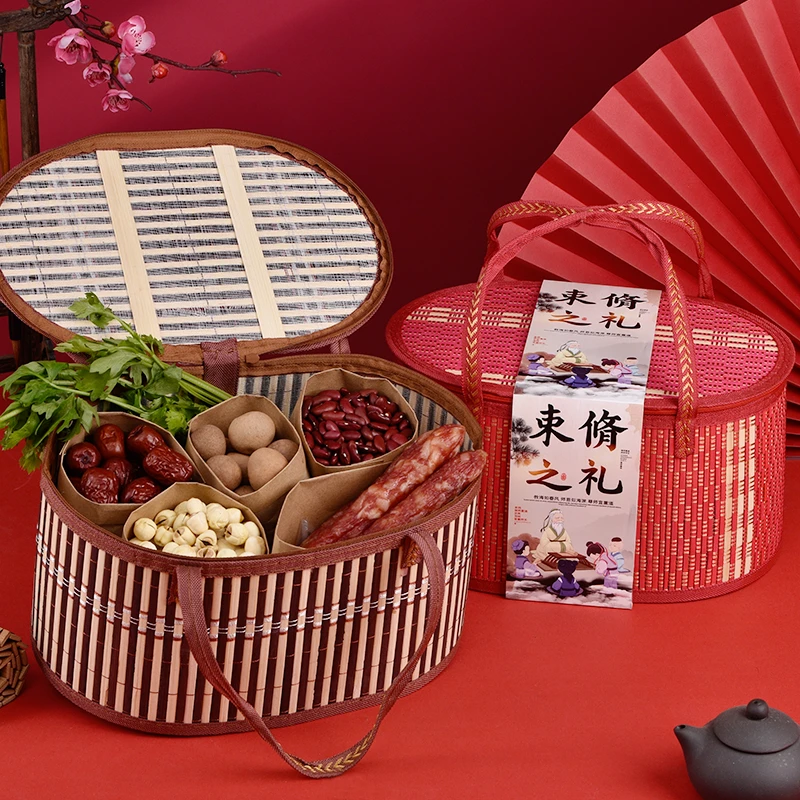 花艺束修六礼礼盒包装盒送老师成品圆形束脩之套盒送人网红高档盒