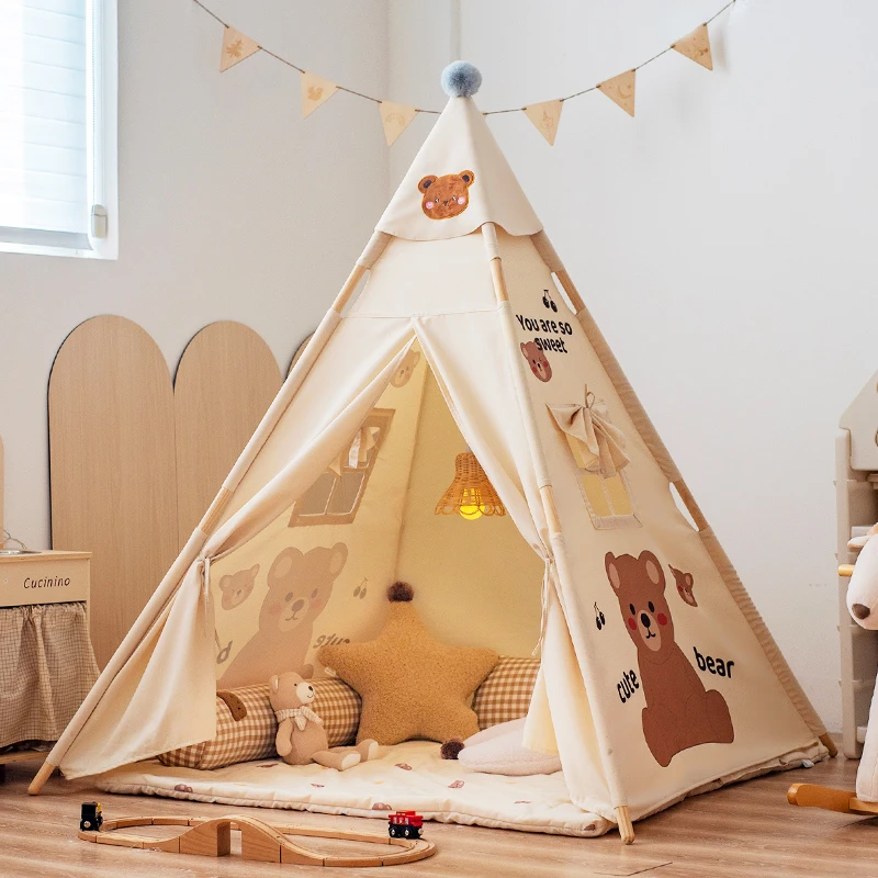 儿童帐篷室内女孩男孩印第安玩具小屋孩子小朋友分床玩乐公主方便