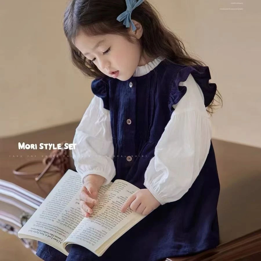 2025新款春秋女宝长袖公主裙洋气裙子两件套女童秋季灯芯绒连衣裙