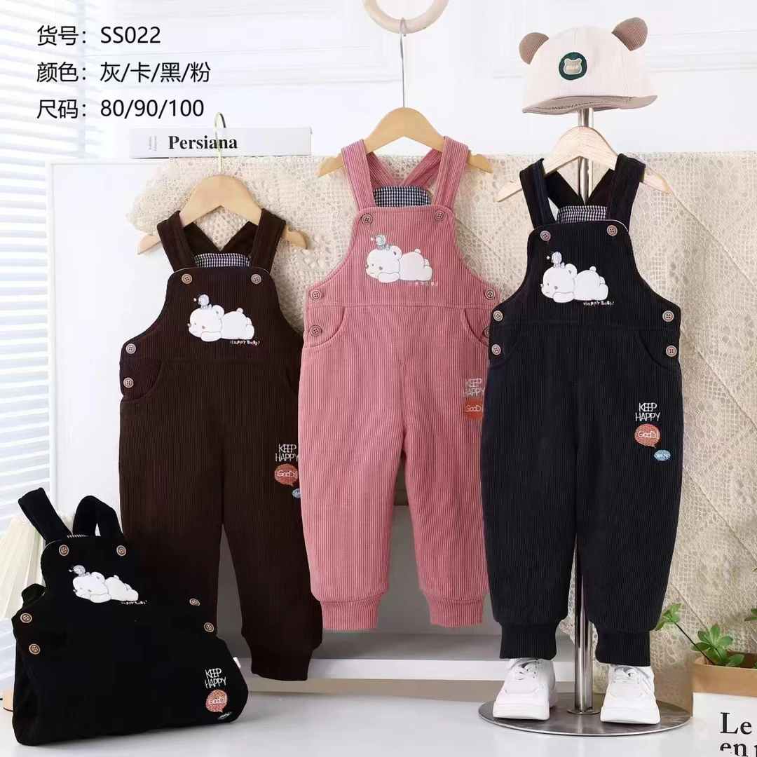 雪s022小熊条绒背带棉裤【清版无售后】