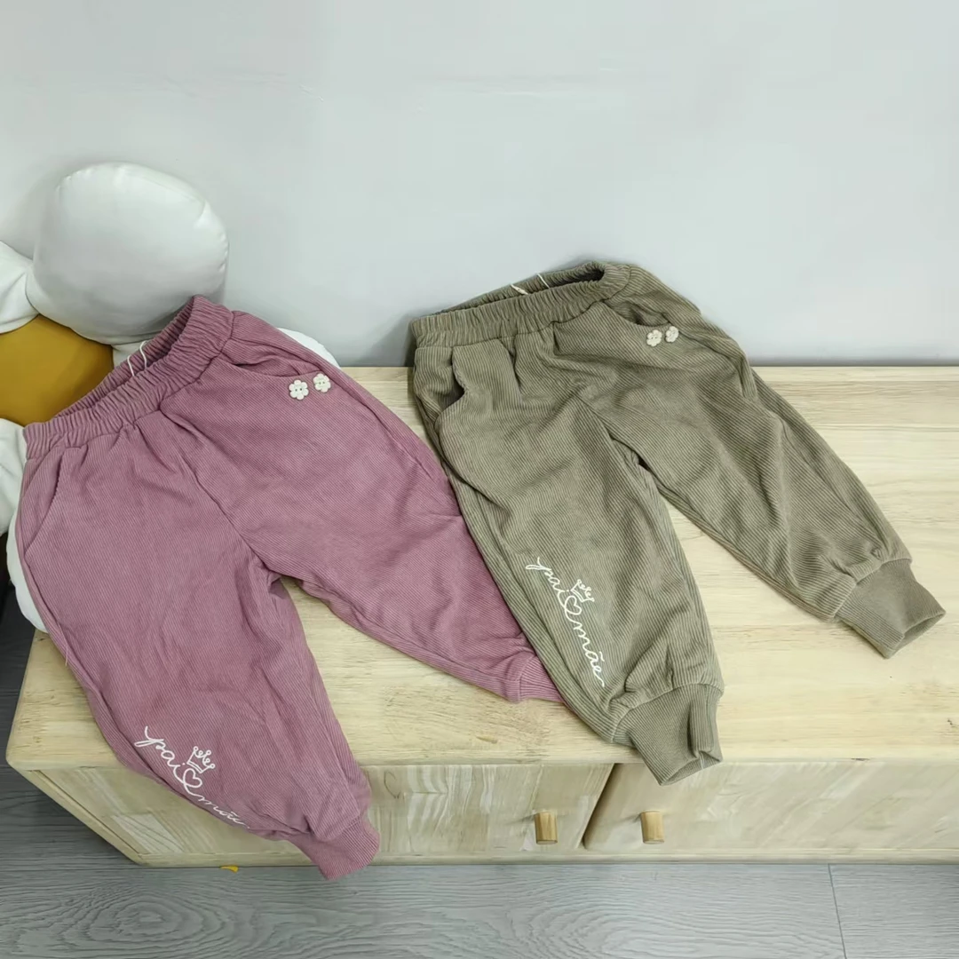 252763百贝佳花扣子条绒保暖小裤