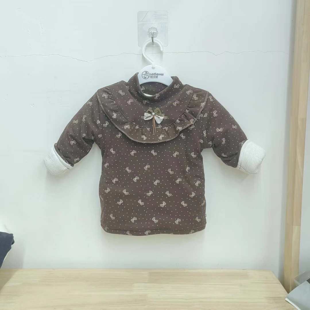 1122-12乐乐童立体蝴蝶结点点打底棉袄