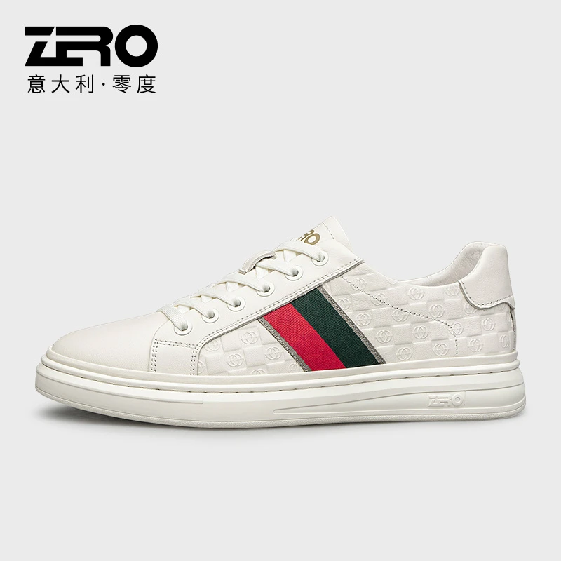 ZRO零度男鞋板鞋春季真皮低帮软底小白鞋复古时尚撞色舒适休闲鞋