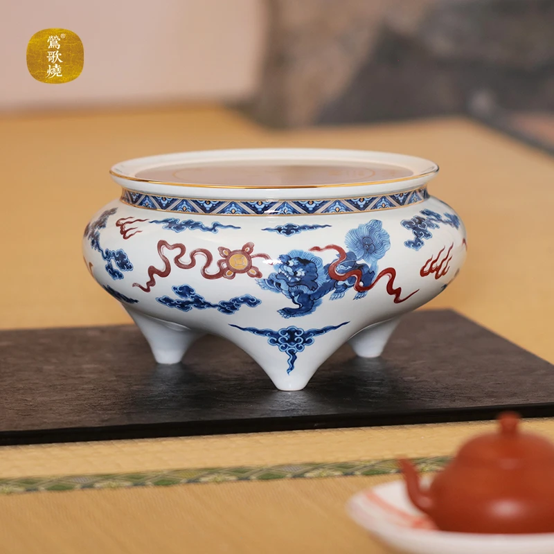 莺歌烧【莺歌烧新品】正品青花釉里红狮子绣球电陶炉新品