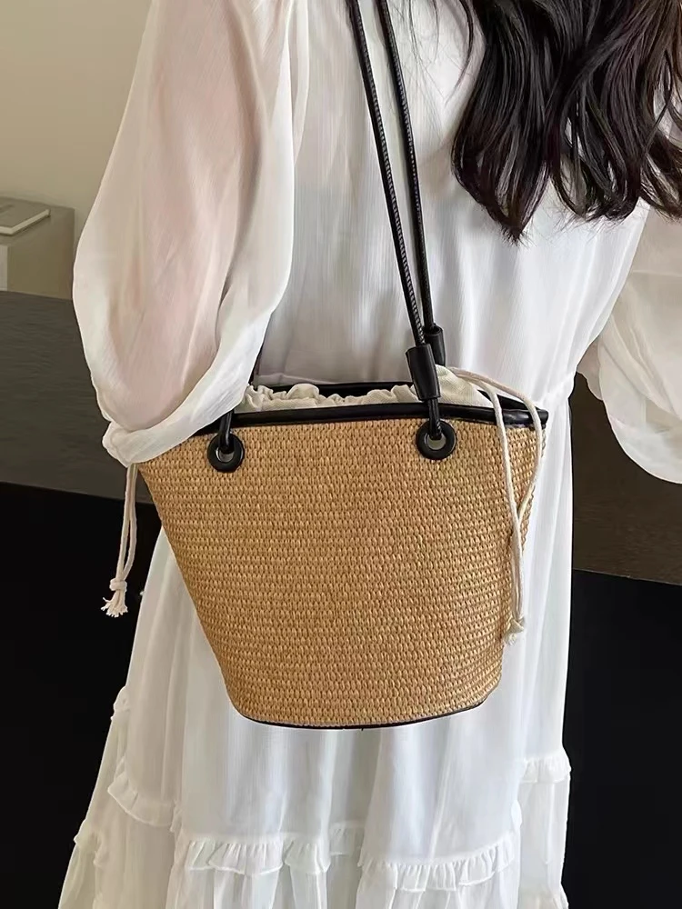 编织包【薇薇绮】时尚编织包女度假风草编包2024新款夏季单肩 W199