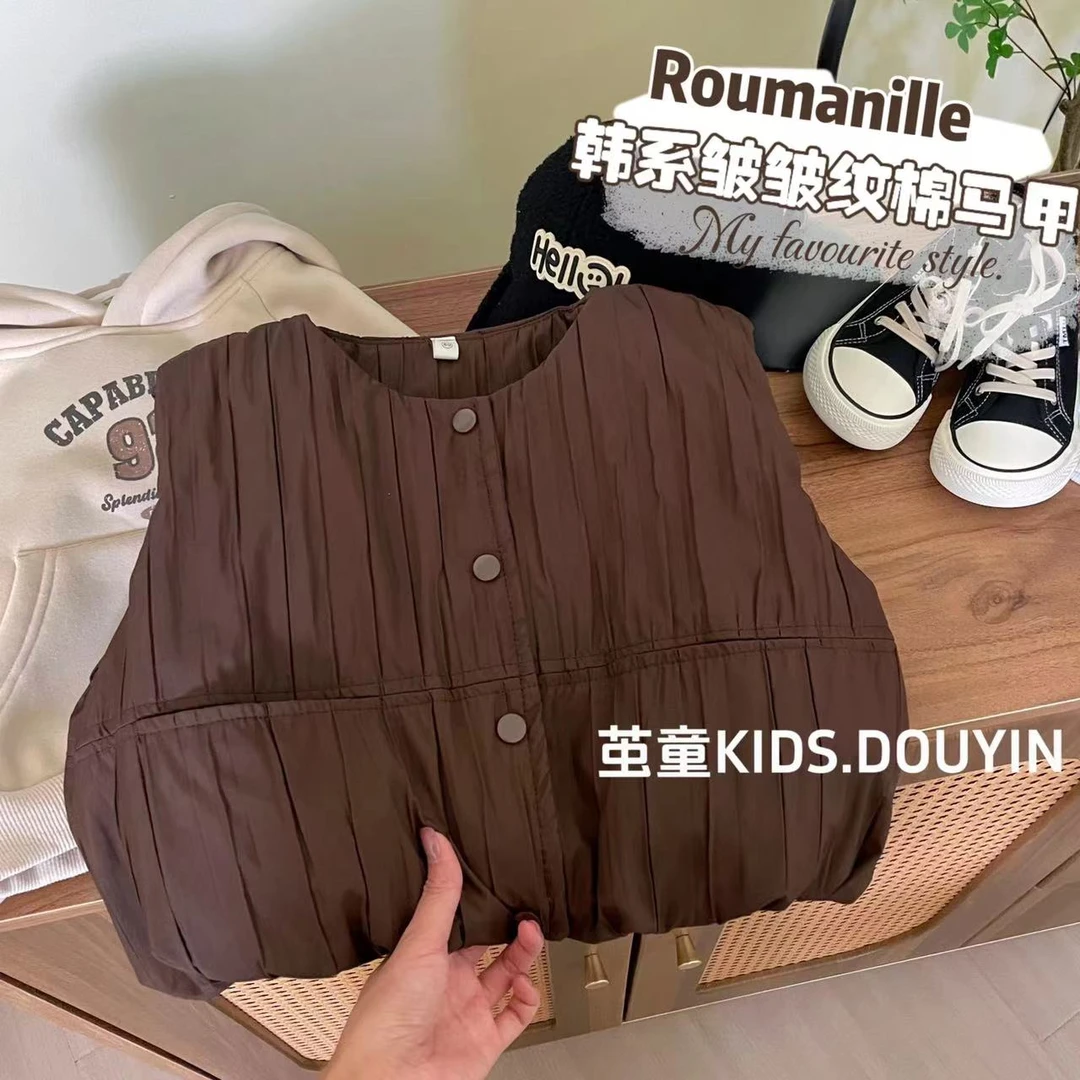 【现】D212冬季小童皱皱纹棉马甲冬季新品男女宝宝休闲时尚