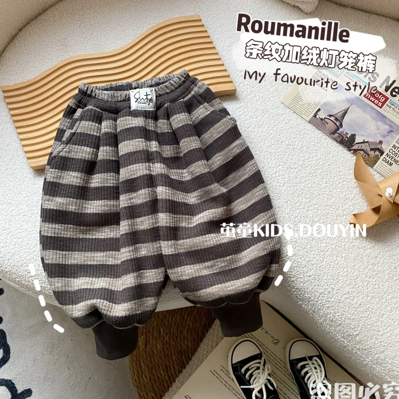 【麦麦妈】D218冬季小童条绒加绒灯笼卫裤冬季新品男女宝宝休闲百搭