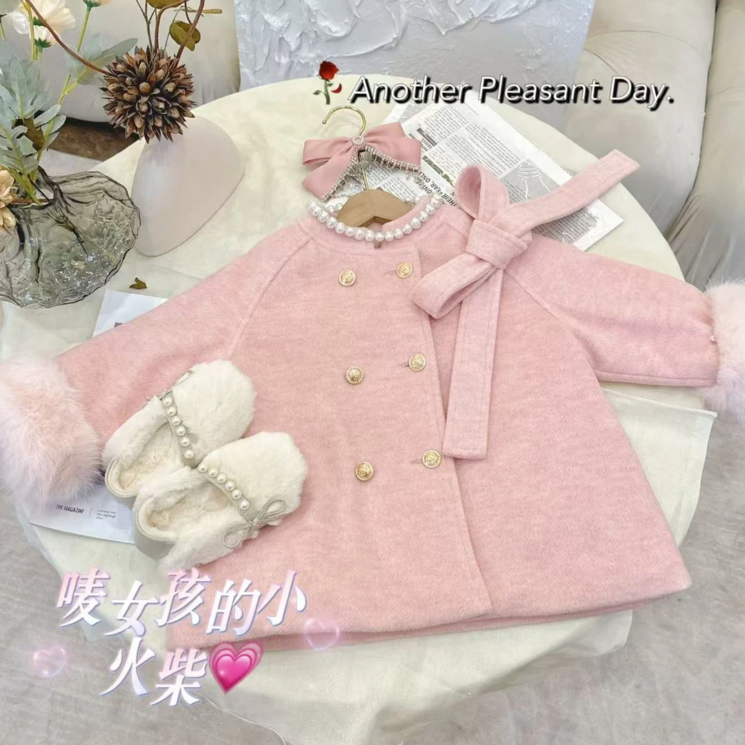 【小火柴现货】女童儿童宝宝丝绒加厚女宝秋冬夹棉加绒外套Q0455