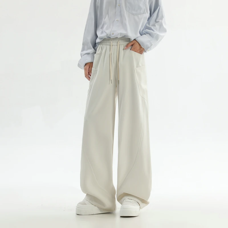 解构设计感阔腿西裤男秋季垂感高级感韩版潮流帅气休闲裤高街