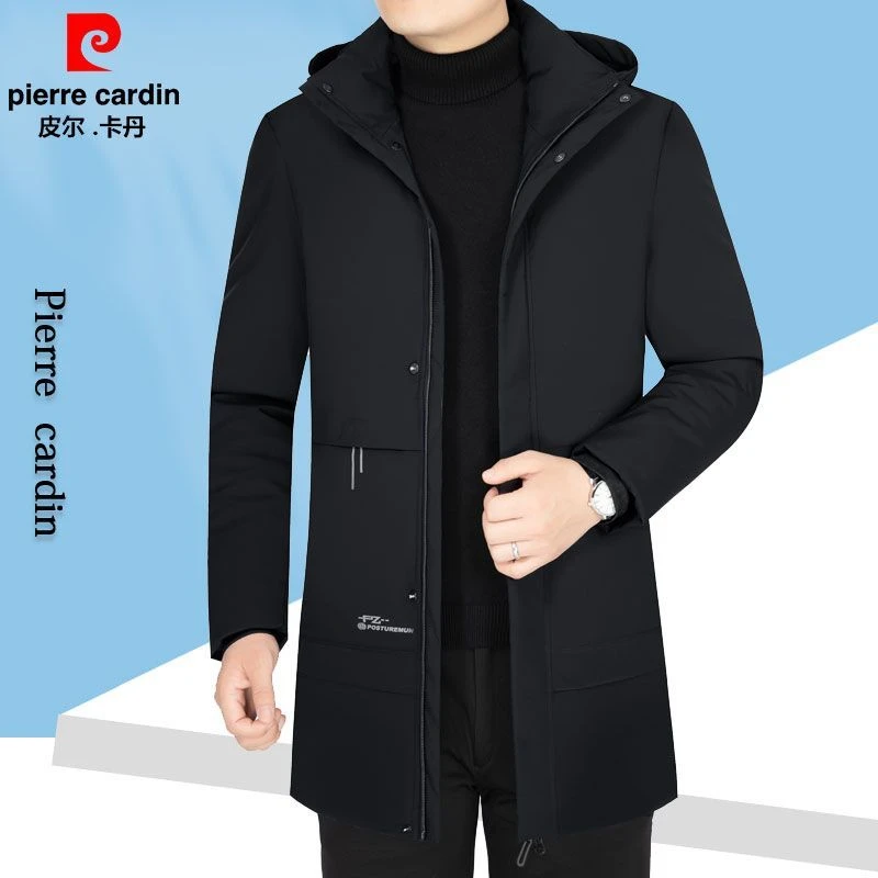 皮尔卡丹羽絨服男中长款可脱卸白鸭絨名牌中青年潮流正品加厚外套
