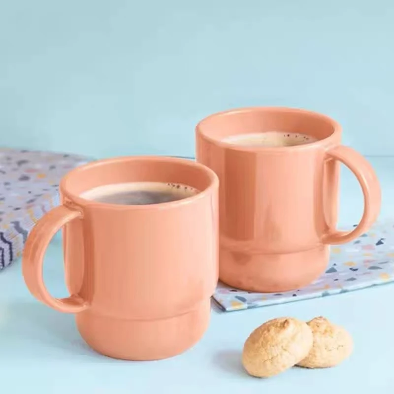 特百惠轻巧咖啡杯300ml早餐杯家用简约马克杯燕麦杯带把手