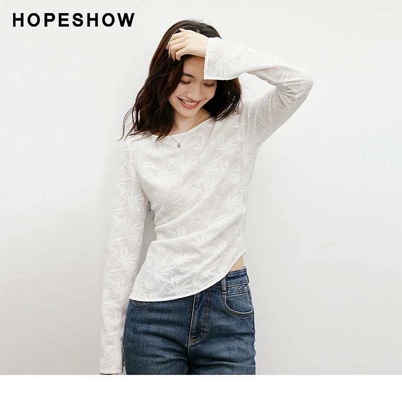 红袖2025秋季新款女装 不对称收褶正肩船领套头T恤90124250201