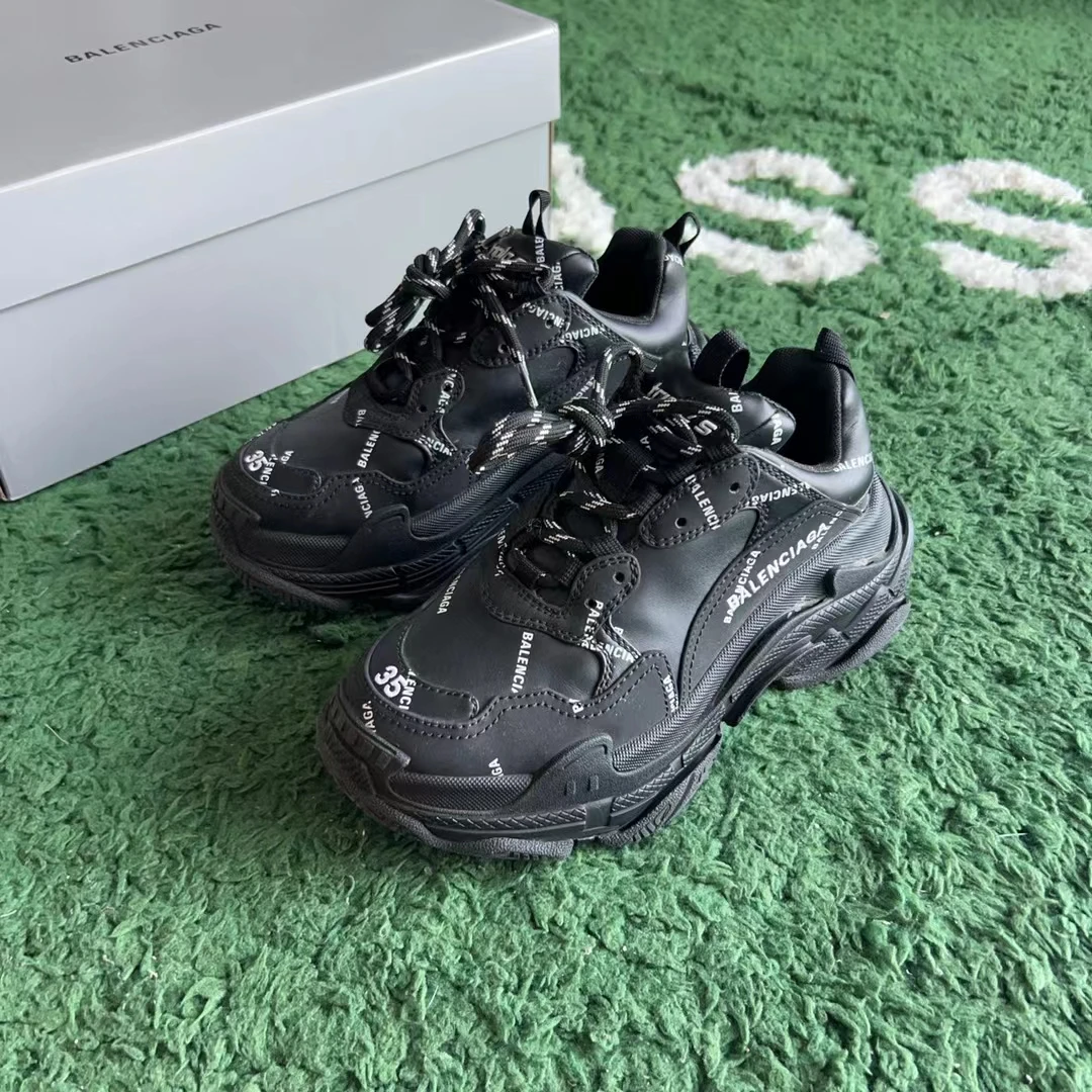 35码/巴黎世家Balenciaga黑色弹幕老爹鞋/98新好橙色/公价7819