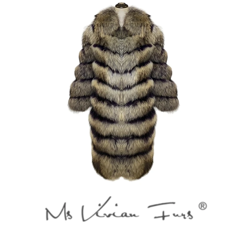 薇薇安原创 【情迷莫斯科】新款金岛貉毛皮草外套女  v08223ym 瑶瑶