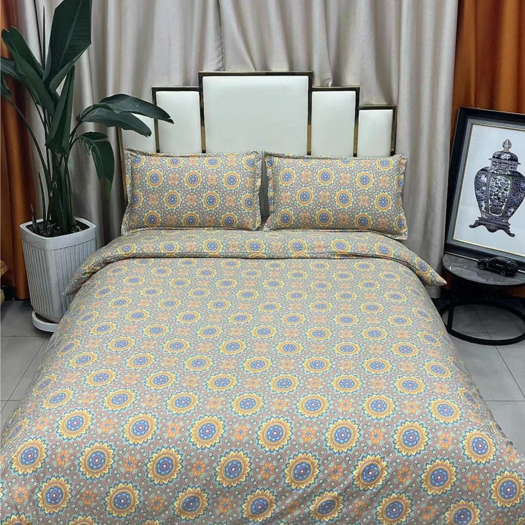 高端加厚亲肤棉柔软被罩--金玉满堂绿色轻奢多功能双面印花大床